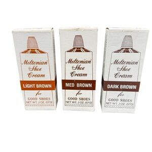 Vintage Meltonian Shoe Cream Set 3 Tubes Light Medium Dark Brown 2oz Britain